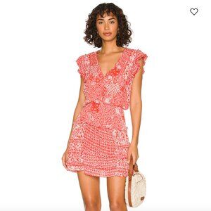 Poupette St Barth Paulina Mini Dress, Red (Pink Antibes), Medium